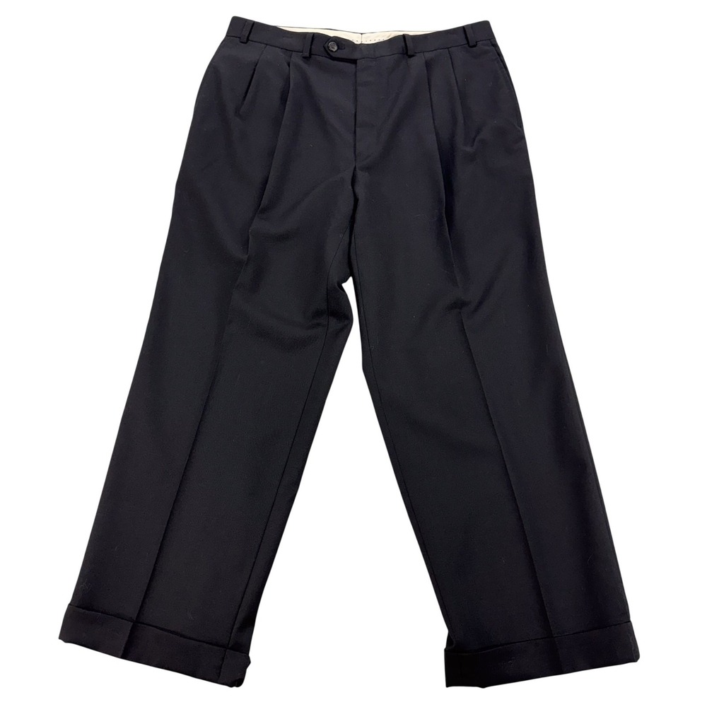 Lauren Ralph Lauren Dress Pants Mens 36x28 Black Wool Pleated Total Comfort